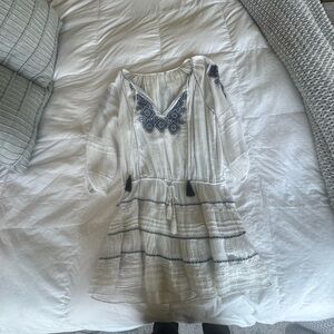 White and Black Embroidered Dress